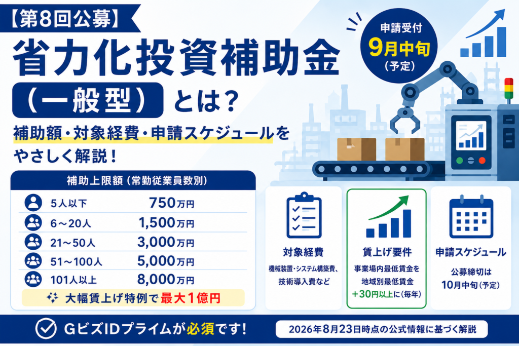 中小企業省力化投資補助金(一般型)第8回公募の解説記事のイメージ